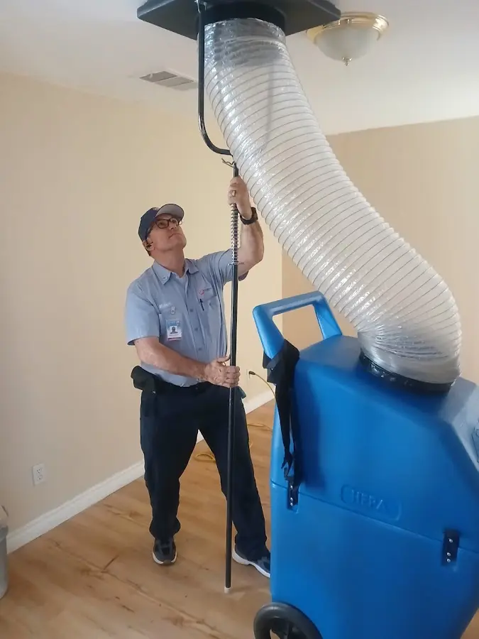 Mini Split Installation technician using HEPA equipment in Crescent City